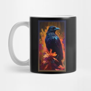 Crow Vibrant Tropical Flower Tall Digital Oil Painting Portrait 2 Mug